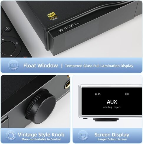 SMSL AO300 MA5332MS Class D Power Amplifier CS43131 165W x 165W DAC Headphone Amp, USB/Coax/Opt/HDMI ARC/RCA Input 2.1 Channel Speaker/Subwoofer 4.4mm/6.35mm Headphone Output, MQA-CD DAC Amp(Black) in Kuwait