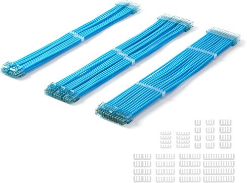Formulamod Sleeve Extension Power Supply Cable Kit 18AWG ATX 24P+ EPS 8-P+PCI-E8-P with Combs for PSU to Motherboard/GPU (Black) in Kuwait