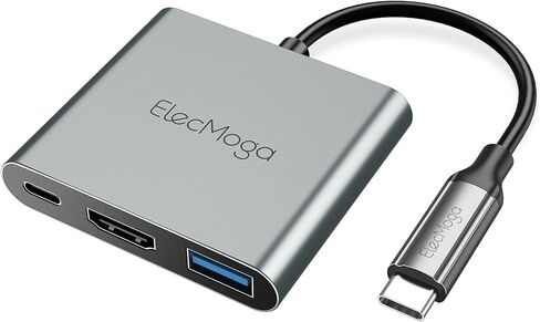 محول USB C إلى HDMI 4K، ElecMoga USB C HUB مع USB 3.0 + USB C منفذ شحن محول رقمي USB C Hub متوافق مع MacBook Pro وChromebook وHP وSamsung S20/23 More-Silver in Kuwait