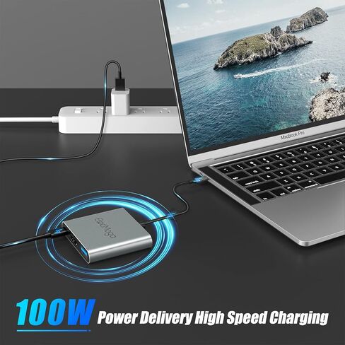 محول USB C إلى HDMI 4K، ElecMoga USB C HUB مع USB 3.0 + USB C منفذ شحن محول رقمي USB C Hub متوافق مع MacBook Pro وChromebook وHP وSamsung S20/23 More-Silver in Kuwait