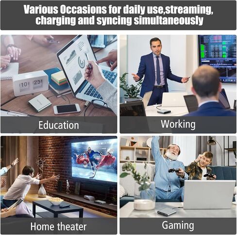 محول USB C إلى HDMI 4K، ElecMoga USB C HUB مع USB 3.0 + USB C منفذ شحن محول رقمي USB C Hub متوافق مع MacBook Pro وChromebook وHP وSamsung S20/23 More-Silver in Kuwait