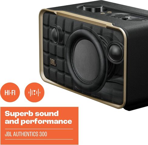 JBL Authentics 300 - Wireless Home Speaker, Music Streaming Services via Built-in Wi-Fi, Built in Battery, Built in Alexa and Google Assistant in Saudi Arabia