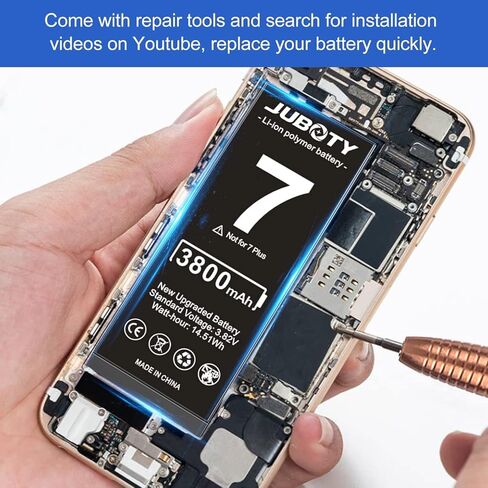 بطارية JUBOTY 3800 مللي أمبير في الساعة لهاتف iPhone 7، بطارية ليثيوم أيون داخلية جديدة ترقية 0 دورة عالية السعة لاستبدال iPhone 7 موديل A1660 A1778 A1779 مع مجموعة أدوات إصلاح احترافية in Kuwait