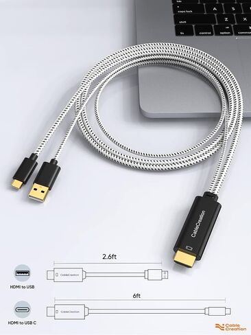 CableCreation USB C to HDMI Cable with USB Charge 6FT, Type C to HDMI Cord, HDMI to USB C Cable Compatible with Devices Which Support DP Alt Mode, iPhone15/15Plus/15Pro/15Promax, MacBook/Pro etc. in Saudi Arabia