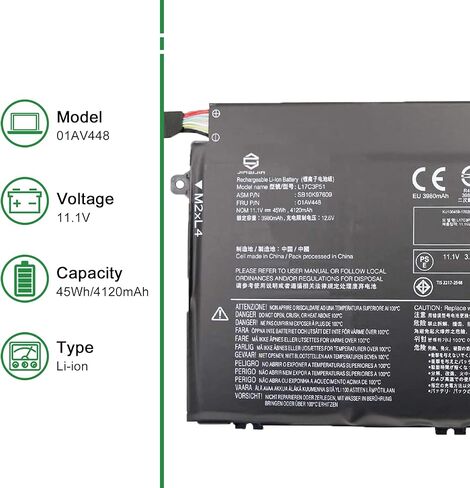 JIAZIJIA 01AV448 L17C3P51 SB10K97609 Laptop Battery Replacement for Lenovo ThinkPad E480 E485 E495 E580 E585 E490 E590 E595 E14 E15 Series L17M3P52 01AV447 L17L3P51 01AV445 L17M3P51 01AV446 11.1V 45Wh in Saudi Arabia