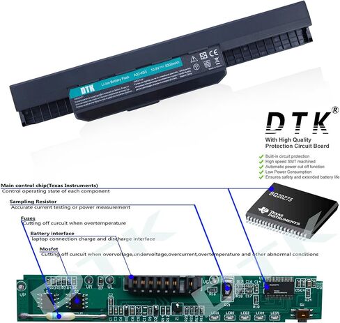 DTK A32-K53 A41-K53 A42-K53 بطارية كمبيوتر محمول بديلة لـ ASUS X54C A53E A53S X54C X54L K43S K53E دفتر 10.8V 5200mAh 6-Cell in Saudi Arabia