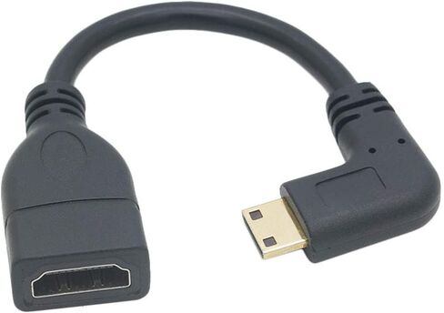 كابل HDMI صغير إلى HDMI 90 درجة 0.5 قدم Mini-HDMI ذكر إلى HDMI أنثى محول، يدعم 1080P Full HD، ثلاثي الأبعاد، للكاميرا، كاميرا الفيديو، بطاقة الرسومات، الكمبيوتر المحمول، الكمبيوتر اللوحي، HDTV، جهاز العرض، in Kuwait