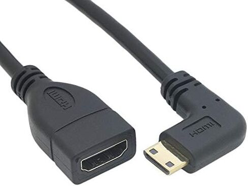 كابل HDMI صغير إلى HDMI 90 درجة 0.5 قدم Mini-HDMI ذكر إلى HDMI أنثى محول، يدعم 1080P Full HD، ثلاثي الأبعاد، للكاميرا، كاميرا الفيديو، بطاقة الرسومات، الكمبيوتر المحمول، الكمبيوتر اللوحي، HDTV، جهاز العرض، in Kuwait