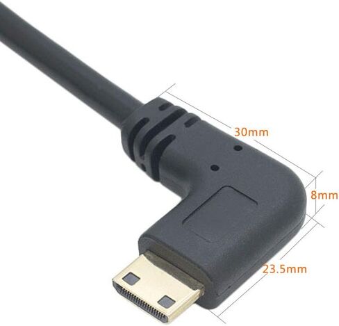 كابل HDMI صغير إلى HDMI 90 درجة 0.5 قدم Mini-HDMI ذكر إلى HDMI أنثى محول، يدعم 1080P Full HD، ثلاثي الأبعاد، للكاميرا، كاميرا الفيديو، بطاقة الرسومات، الكمبيوتر المحمول، الكمبيوتر اللوحي، HDTV، جهاز العرض، in Kuwait