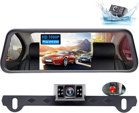 LeeKooLuu Backup Camera Mirror Plug and Play - Easy Set up Clear Image Color Night Vision Rear View Mirror Kit DIY Guide Lines Waterproof HD 1080P 4.3" Monitor with for Car/Truck/SUV/Minivan LK1 in Kuwait