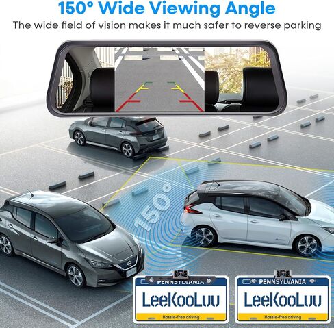 LeeKooLuu Backup Camera Mirror Plug and Play - Easy Set up Clear Image Color Night Vision Rear View Mirror Kit DIY Guide Lines Waterproof HD 1080P 4.3" Monitor with for Car/Truck/SUV/Minivan LK1 in Kuwait