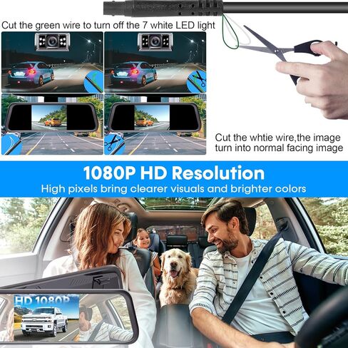 LeeKooLuu Backup Camera Mirror Plug and Play - Easy Set up Clear Image Color Night Vision Rear View Mirror Kit DIY Guide Lines Waterproof HD 1080P 4.3" Monitor with for Car/Truck/SUV/Minivan LK1 in Kuwait