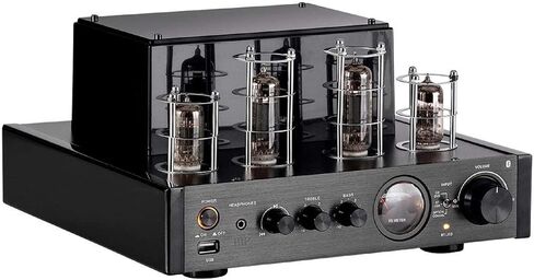 Monoprice Stereo Hybrid Tube Amplifier 2019 Edition, 25 Watt with Bluetooth 2.1 + EDR, Wired RCA, Optical, Coaxial, and USB Connections, and Subwoofer Out in Saudi Arabia