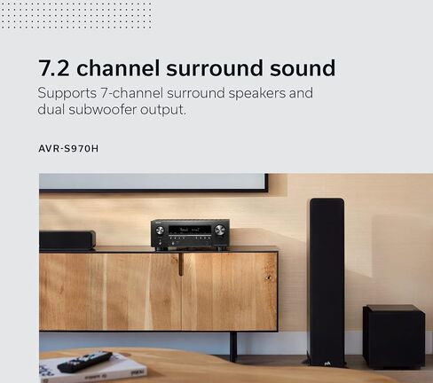 Denon AVR-S970H 8K Ultra HD 7.2 Channel (90Watt X 7) مستقبل AV موديل 2022 - مصمم للألعاب وبث الموسيقى والصوت والفيديو ثلاثي الأبعاد، Alexa + HEOS، أسود (متجدد) in Saudi Arabia