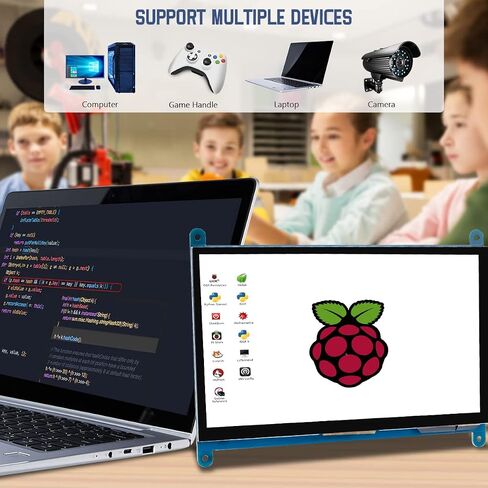 Hosyond 7 بوصة IPS LCD تعمل باللمس لوحة عرض 1024 × 600 شاشة سعوية HDMI مراقب لـ Raspberry Pi، BB أسود، Windows 10 8 7 in Kuwait