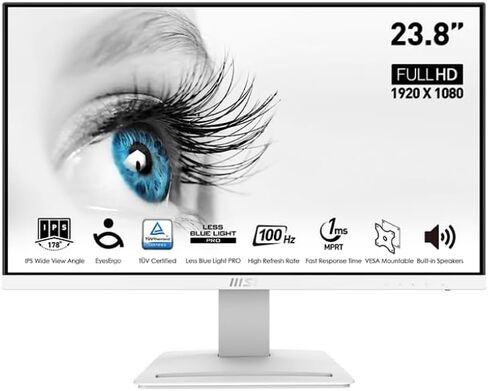 MSI شاشة IPS FHD مقاس 24 انش (1920 × 1080) غير وهج مع اطار ضيق للغاية 100 هرتز 1 مللي ثانية 16:9 مع حامل امالة (برو MP243XW) in Saudi Arabia