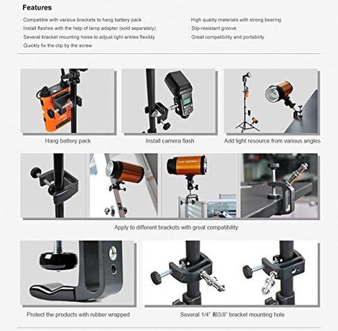 Godox Q-Type Mulit-Functional Clip Mount, 1/4"-20, 3/8"-16 Multi Interface for Bracket Mount Flash Speedlite Strobe Monolight in Saudi Arabia
