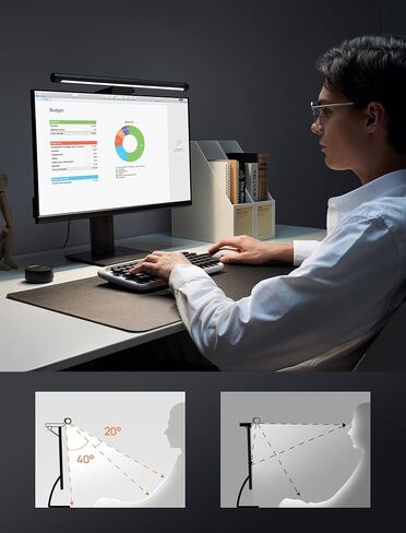 شريط اضاءة لشاشة الكمبيوتر، مصباح شاشة جيزليف [وحدة تحكم لاسلكية] شريط اضاءة شاشة يعمل بمنفذ USB، مصباح LED للقراءة الالكترونية، مضاد للوهج للمكتب والمنزل والدرجة/السطوع/تعديل درجة حرارة اللون in Kuwait