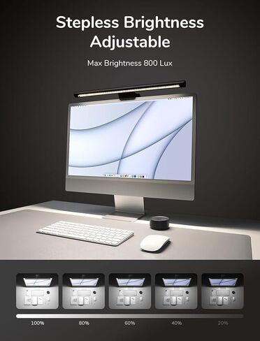 شريط اضاءة لشاشة الكمبيوتر، مصباح شاشة جيزليف [وحدة تحكم لاسلكية] شريط اضاءة شاشة يعمل بمنفذ USB، مصباح LED للقراءة الالكترونية، مضاد للوهج للمكتب والمنزل والدرجة/السطوع/تعديل درجة حرارة اللون in Kuwait