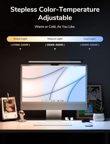 شريط اضاءة لشاشة الكمبيوتر، مصباح شاشة جيزليف [وحدة تحكم لاسلكية] شريط اضاءة شاشة يعمل بمنفذ USB، مصباح LED للقراءة الالكترونية، مضاد للوهج للمكتب والمنزل والدرجة/السطوع/تعديل درجة حرارة اللون in Kuwait