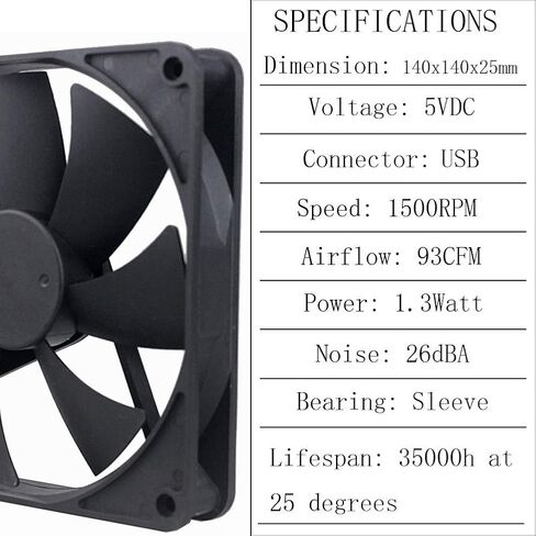 GDSTIME Slim 80mm x 15mm USB Fan 5V 3 Speed Control DC Brushless Cooling in Kuwait