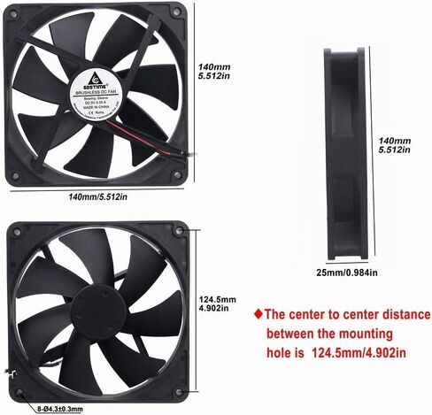 GDSTIME Slim 80mm x 15mm USB Fan 5V 3 Speed Control DC Brushless Cooling in Kuwait