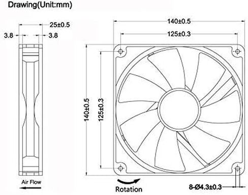 GDSTIME Slim 80mm x 15mm USB Fan 5V 3 Speed Control DC Brushless Cooling in Kuwait