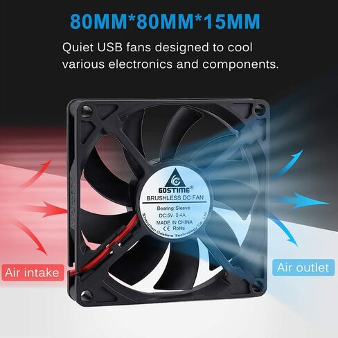 GDSTIME 60mm Fan, 5Volt Fan, 60x60x10mm 0.18A Brushless DC Cooling Fan in Saudi Arabia
