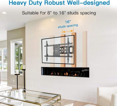 حامل تثبيت على الحائط للتلفزيون كامل الحركة من EVERVIEW يناسب معظم أجهزة التلفاز LED مقاس 37-75 بوصة، وLCD، وأجهزة تلفزيون OLED المنحنية المسطحة، وأذرع مفصلية مزدوجة تدور بإمالة، VESA 600X400 مم، 132 رطل، تناسب مسمار خشبي مقاس 12/16 بوصة in Kuwait