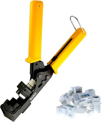 أداة إنهاء BASGI 90° RJ45 لمقبس حجر الزاوية RJ45، متوافقة مع مقابس Cat5/Cat6، 10 بيضاء Cat6 Keystone in Kuwait