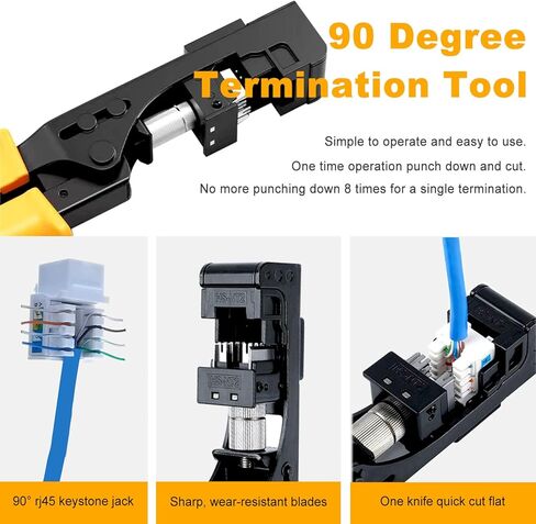 أداة إنهاء BASGI 90° RJ45 لمقبس حجر الزاوية RJ45، متوافقة مع مقابس Cat5/Cat6، 10 بيضاء Cat6 Keystone in Kuwait