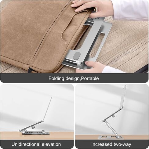 حامل كمبيوتر محمول xuenair مع حامل هاتف، [19 بوصة طويل القامة مريح] ارتفاع قابل للتعديل، حامل كمبيوتر محمول للمكتب مقاس 17 بوصة، حامل كمبيوتر محمول من الألومنيوم قابل للطي لجهاز MacBook Chromebook-أسود in Kuwait