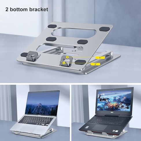 حامل كمبيوتر محمول xuenair مع حامل هاتف، [19 بوصة طويل القامة مريح] ارتفاع قابل للتعديل، حامل كمبيوتر محمول للمكتب مقاس 17 بوصة، حامل كمبيوتر محمول من الألومنيوم قابل للطي لجهاز MacBook Chromebook-أسود in Kuwait