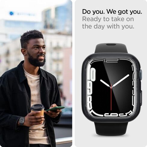 Spigen Ultra Hybrid Designed for Apple Watch Case with Full Coverage Screen Protector for Apple Watch Series 9/8/7 45mm - Crystal Clear in Kuwait