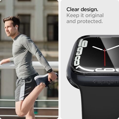 Spigen Ultra Hybrid Designed for Apple Watch Case with Full Coverage Screen Protector for Apple Watch Series 9/8/7 45mm - Crystal Clear in Kuwait