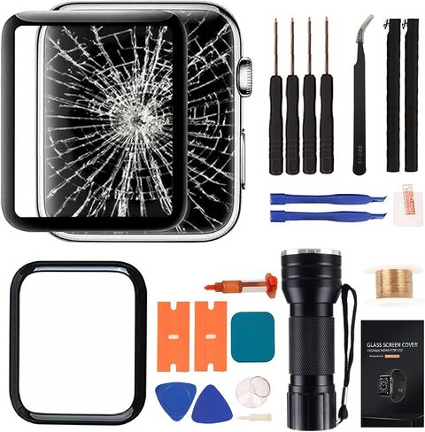 Zgxhga Compatible with Apple Watch SE Screen Replacement - Front LCD Glass Lens Replacement Repair Kit & Compatible with Apple Watch SE 44mm Glass Replacement(No LCD Screen and Touch Digitizer) in Kuwait