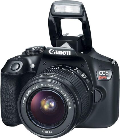 Canon EOS Rebel T6 DSLR Camera with 18-55mm Lens (1159C003) + 64GB Memory Card + Card Reader + Case + Flex Tripod + Hand Strap + Memory Wallet + Cap Keeper + Cleaning Kit (Renewed) in Saudi Arabia