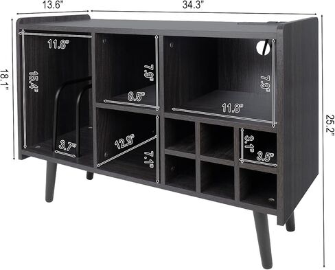 Vinyl Record Player Stand, Large Wooden Record Storage Holder Table up to 200 Albums, Metal Vinyl Record Organizer Stand in Kuwait