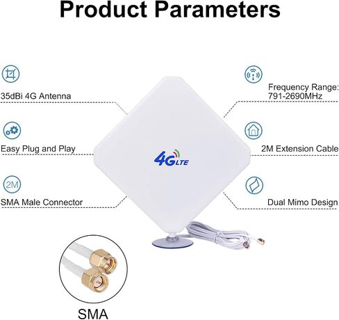 هوائي 4G LTE هوائي SMA 35dBi هوائي عالي الكسب مع كوب شفط مزدوج Mimo SMA ذكر موصل 3G/GSM WiFi إشارة معززة لهواوي موبايل هوت سبوت 4G LTE راوتر مودم إلخ in Kuwait