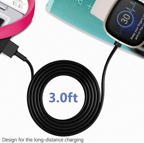 WZHENB Fast Wall Charger for Fitbit Sense & Versa 3 Versa 4 Replacement USB Charging Cable Cord for Fitbit Sense 2/Fitbit Sense/Fitbit Versa 4/Versa 3 Smartwatch Charger Dock USB Cable Cord in Kuwait