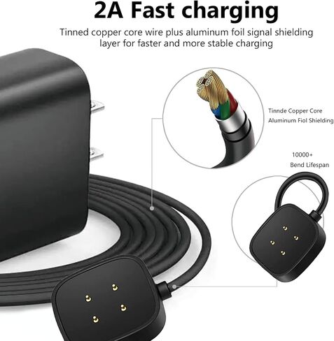 WZHENB Fast Wall Charger for Fitbit Sense & Versa 3 Versa 4 Replacement USB Charging Cable Cord for Fitbit Sense 2/Fitbit Sense/Fitbit Versa 4/Versa 3 Smartwatch Charger Dock USB Cable Cord in Kuwait