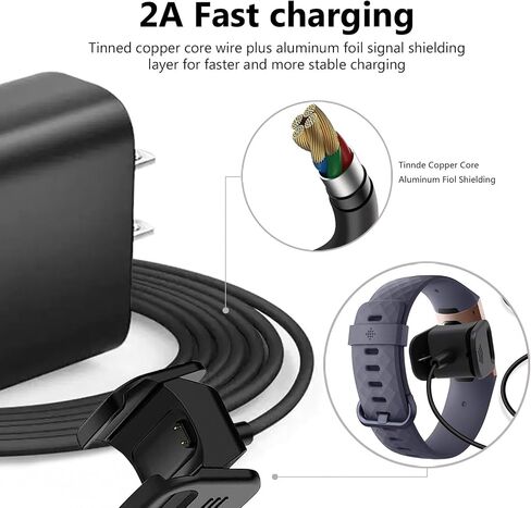 WZHENB Fast Wall Charger for Fitbit Sense & Versa 3 Versa 4 Replacement USB Charging Cable Cord for Fitbit Sense 2/Fitbit Sense/Fitbit Versa 4/Versa 3 Smartwatch Charger Dock USB Cable Cord in Kuwait