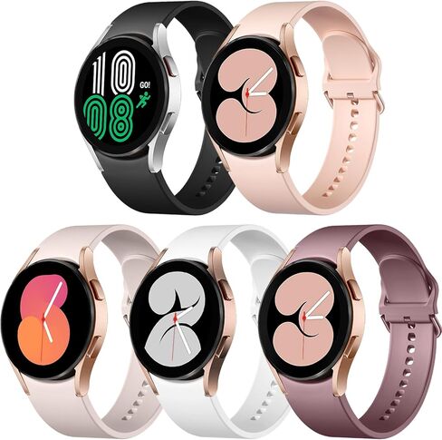 Lerobo 5 حزم بدون فجوة العصابات متوافقة مع Galaxy Watch 6/5/4 Band/Watch 5 Pro Band/Galaxy Watch 4 Band، 20 مم حزام رياضي من السيليكون الناعم لساعة Samsung 5&4 Bands/Watch 4 Classic Bands النساء والرجال in Kuwait