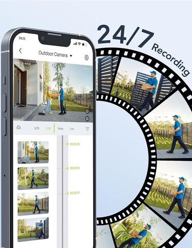 GNCC Outdoor Camera, 2K Cameras for Home Security Outside, Home Security Cameras, Motion Detection, Night Vision, 24/7 Recording, 2 Way Audio, Waterproof, Cloud & Local, Plug-in, APP Control in Kuwait