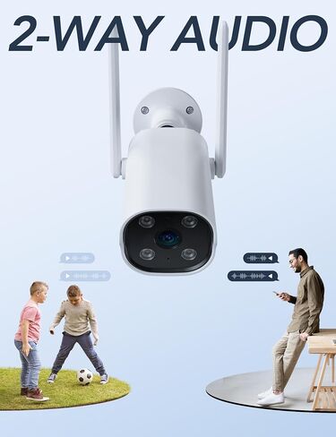 GNCC Outdoor Camera, 2K Cameras for Home Security Outside, Home Security Cameras, Motion Detection, Night Vision, 24/7 Recording, 2 Way Audio, Waterproof, Cloud & Local, Plug-in, APP Control in Kuwait