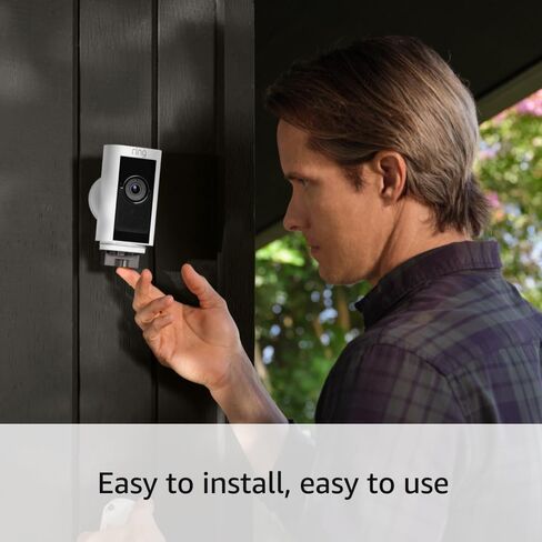 نقدم لكم بطارية Ring Stick Up Cam Pro | التحدث في اتجاهين مع الصوت+، واكتشاف الحركة ثلاثية الأبعاد مع مناطق عين الطائر، وفيديو HDR بدقة 1080 بكسل ورؤية ليلية ملونة (إصدار 2023)، أسود in Kuwait