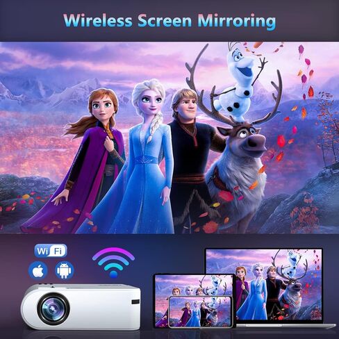 جهاز عرض YABER صغير مع شاشة، جهاز عرض أفلام خارجي بدقة 1080 بكسل عالي الدقة 9000 لتر، جهاز عرض واي فاي محمول متوافق مع عصا التلفاز/iOS/Android/TV Stick/PC/PS5، للمسرح المنزلي والأفلام الخارجية in Kuwait