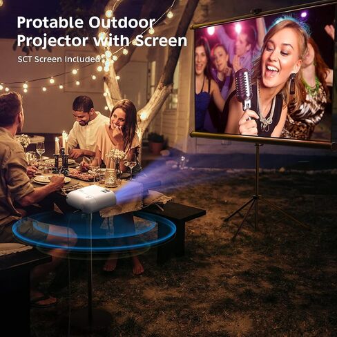 جهاز عرض YABER صغير مع شاشة، جهاز عرض أفلام خارجي بدقة 1080 بكسل عالي الدقة 9000 لتر، جهاز عرض واي فاي محمول متوافق مع عصا التلفاز/iOS/Android/TV Stick/PC/PS5، للمسرح المنزلي والأفلام الخارجية in Kuwait