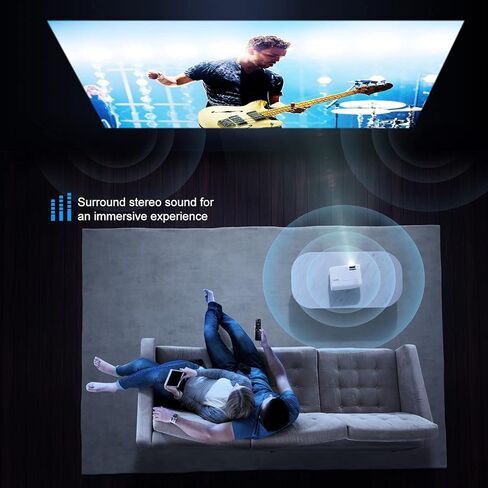 جهاز عرض YABER صغير مع شاشة، جهاز عرض أفلام خارجي بدقة 1080 بكسل عالي الدقة 9000 لتر، جهاز عرض واي فاي محمول متوافق مع عصا التلفاز/iOS/Android/TV Stick/PC/PS5، للمسرح المنزلي والأفلام الخارجية in Kuwait