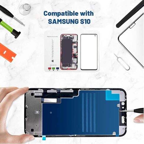 استبدال شاشة Tpyag لهاتف Samsung Galaxy S10 Plus، شاشة بديلة لسلسلة Galaxy S10 Plus 6.4 بوصة، طقم إصلاح الشاشة مع لاصق مقاوم للماء (بدون OLED ومحول رقمي يعمل باللمس) in Kuwait